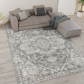 Distressed Medallion Woven Area Rug Cream Grey Polyester