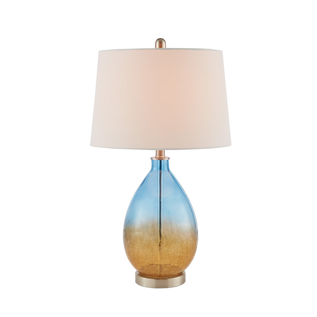 Cortina Ombre Glass Table Lamp, Set Of 2 Blue Cotton