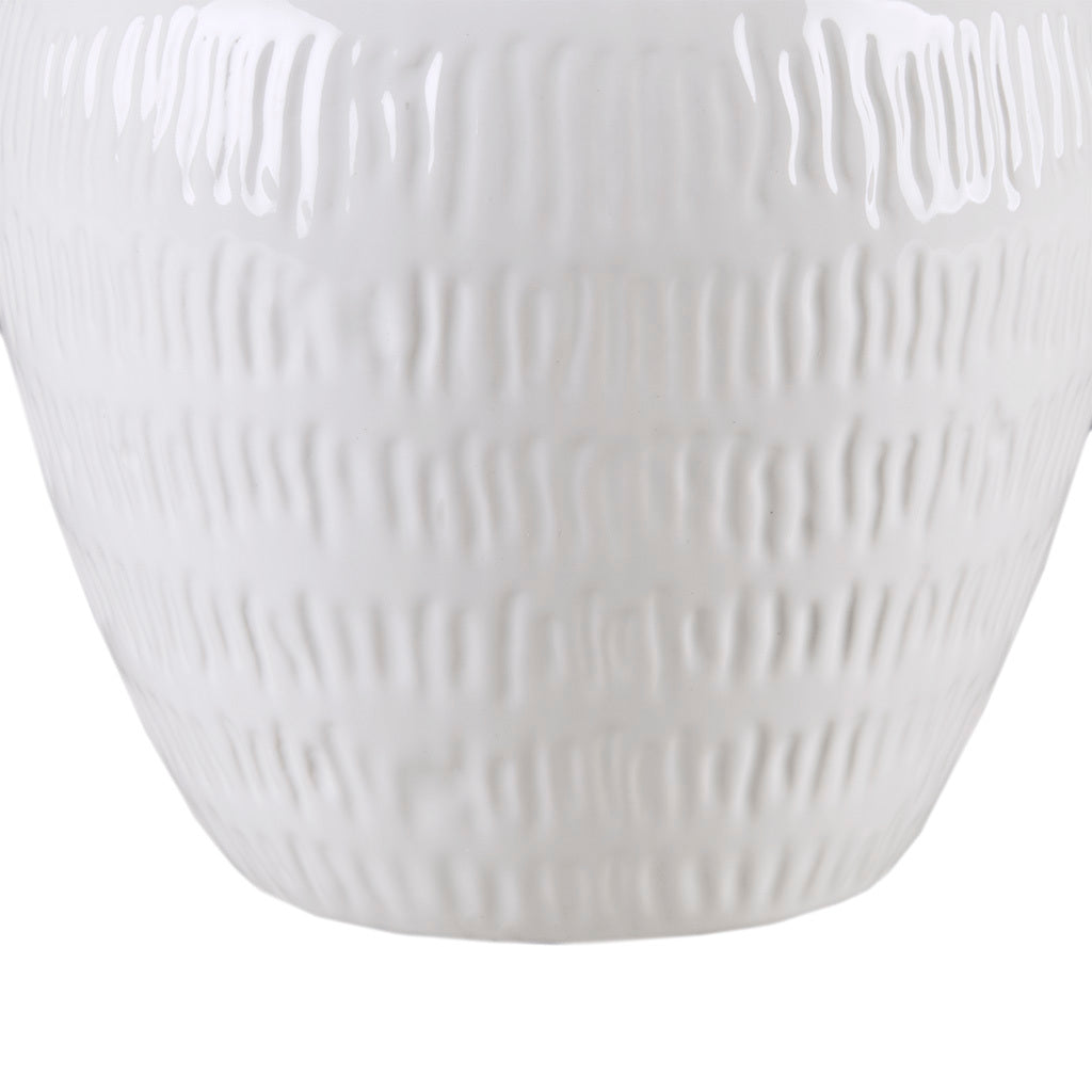 Celine Textured Ceramic Table Lamp White Cotton