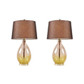 Cortina Ombre Glass Table Lamp, Set Of 2 Gold Cotton