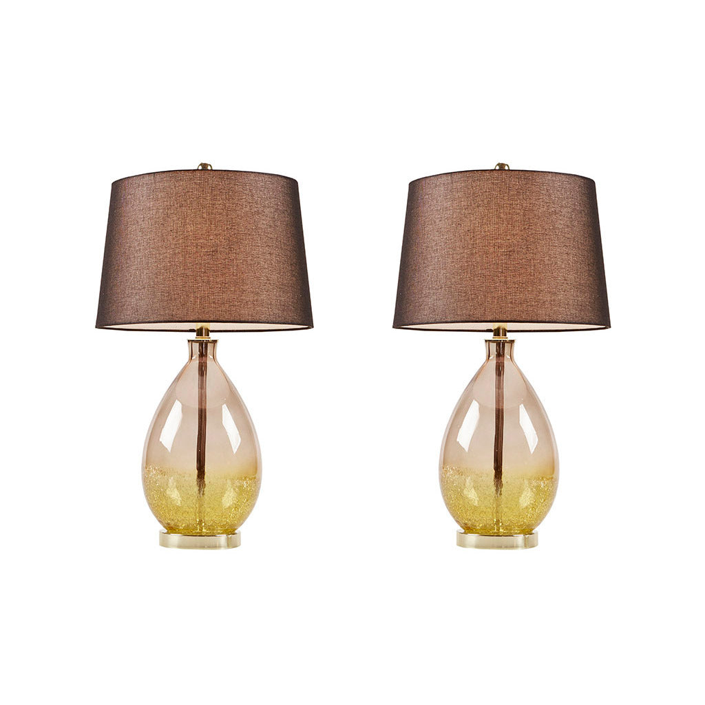 Cortina Ombre Glass Table Lamp, Set Of 2 Gold Cotton