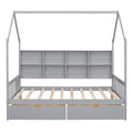 Wooden Full Size House Bed With 2 Drawers,Kids Bed With Storage Shelf, Gray Expected Arrival Time: 5.15 Gray Solid Wood