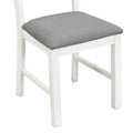 6 Piece Wooden Dining Table Set, Farmhouse Rectangular Dining Table, Four Chairs With Exquisitely Designed Hollow Chair Back And Bench For Home Dining Room Gray White White Gray Solid Wood