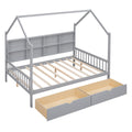 Wooden Full Size House Bed With 2 Drawers,Kids Bed With Storage Shelf, Gray Expected Arrival Time: 5.15 Gray Solid Wood