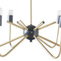 6 Light Metal Chandelier Antique Brass Black Iron