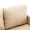 Coolmore Convertible Sleeper Sofa Bed, Modern Velvet Loveseat Couch With Pull Out Bed, Small Beautiful Seat Futon Sofa Bed With Headboard, 2 Pillows & Side Pockets For Living Room Camel Pu