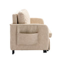 Coolmore Convertible Sleeper Sofa Bed, Modern Velvet Loveseat Couch With Pull Out Bed, Small Beautiful Seat Futon Sofa Bed With Headboard, 2 Pillows & Side Pockets For Living Room Camel Pu