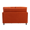 Coolmore Convertible Sleeper Sofa Bed, Modern Velvet Loveseat Couch With Pull Out Bed, Small Beautiful Seat Futon Sofa Bed With Headboard, 2 Pillows & Side Pockets For Living Room Orange Linen