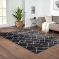 Trellis Geometric Woven Area Rug Black Cream Polyester