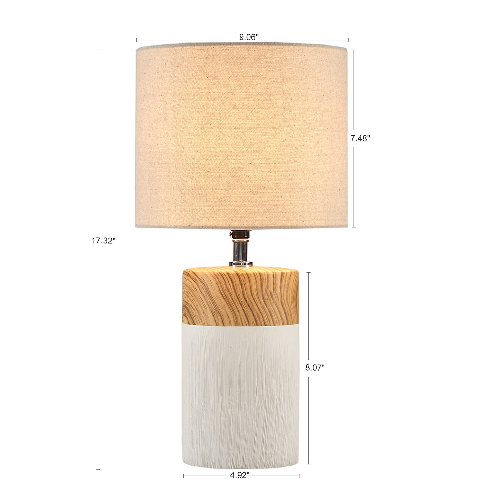 Textured Ceramic Table Lamp White Polyester