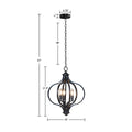 3 Light Metal Chandelier With Adjustable Chain Black Iron