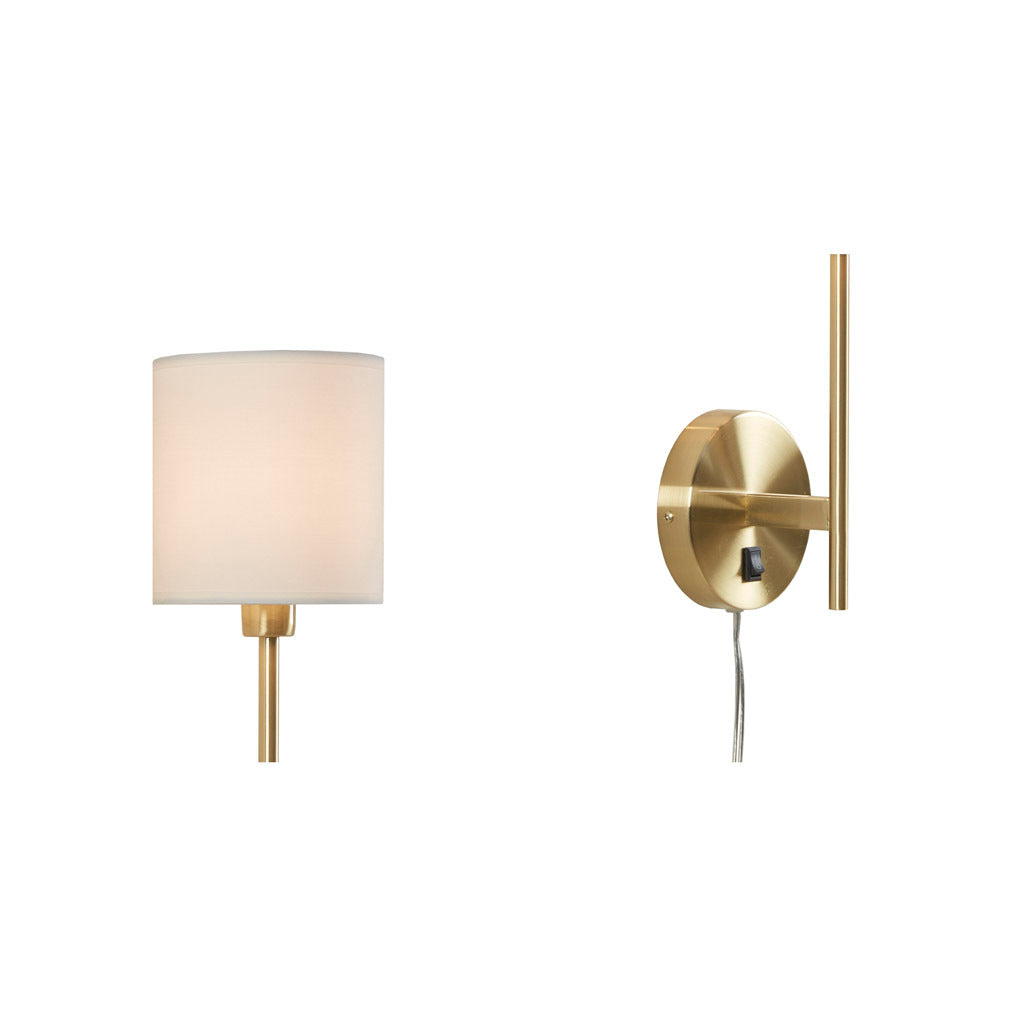 Metal Wall Sconce With Cylinder Shade, Set Of 2 Gold Cotton