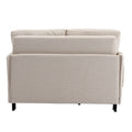 Coolmore Convertible Sleeper Sofa Bed, Modern Velvet Loveseat Couch With Pull Out Bed, Small Beautiful Seat Futon Sofa Bed With Headboard, 2 Pillows & Side Pockets For Living Room Beige Linen