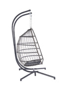 2 Person Outdoor Rattan Hanging Chair Patio Wicker Egg Chair Yes Sectional Light Gray Uv Resistant Frame Water Resistant Cushion Garden & Outdoor American Design 2 Person Seating Group Polyester Rattan