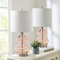 Ellipse Curved Glass Table Lamp, Set Of 2 Pink Cotton