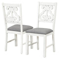 6 Piece Wooden Dining Table Set, Farmhouse Rectangular Dining Table, Four Chairs With Exquisitely Designed Hollow Chair Back And Bench For Home Dining Room Gray White White Gray Solid Wood