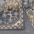 Tiled Border Area Rug Blue Cream Polyester