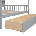 Wooden Full Size House Bed With 2 Drawers,Kids Bed With Storage Shelf, Gray Expected Arrival Time: 5.15 Gray Solid Wood