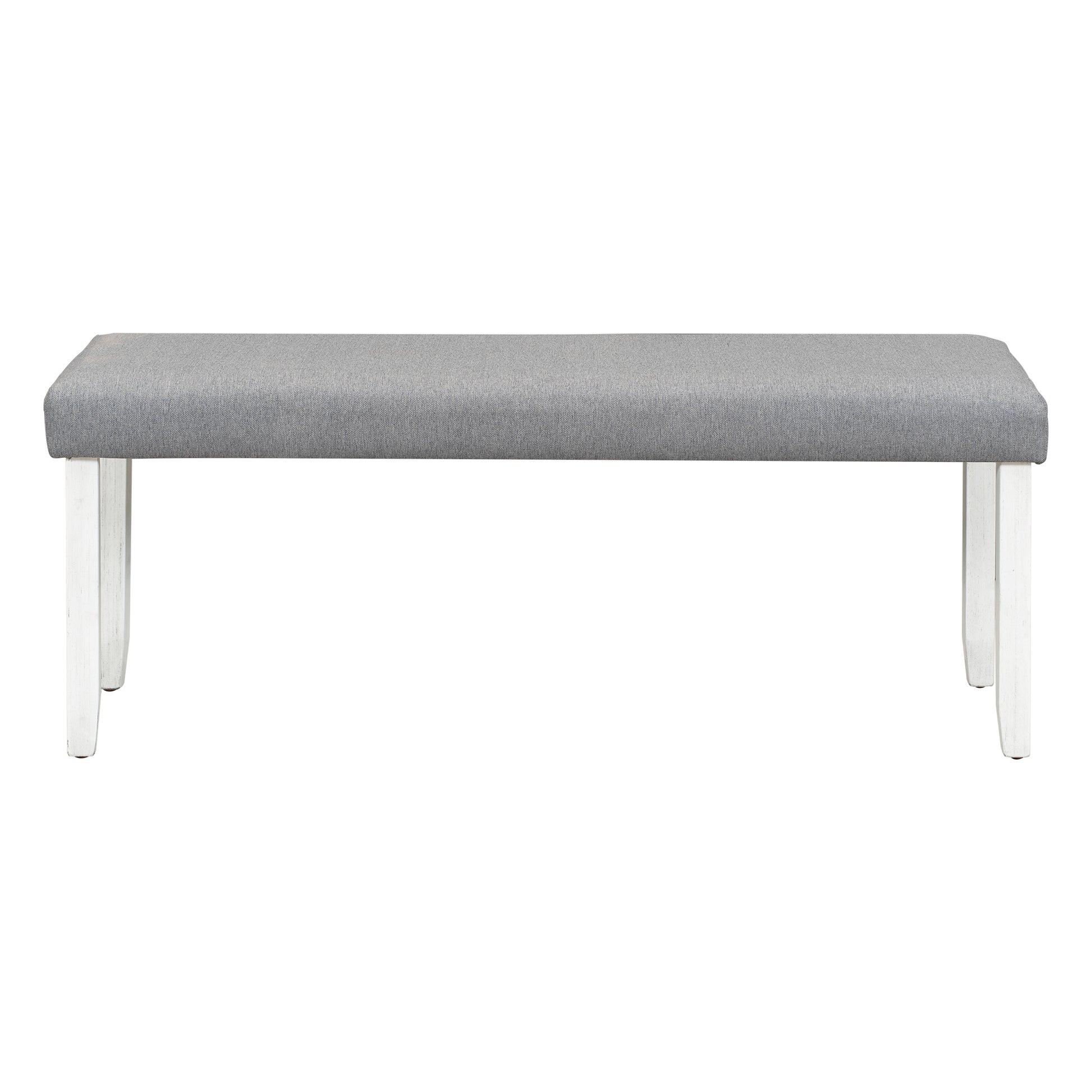 6 Piece Wooden Dining Table Set, Farmhouse Rectangular Dining Table, Four Chairs With Exquisitely Designed Hollow Chair Back And Bench For Home Dining Room Gray White White Gray Solid Wood