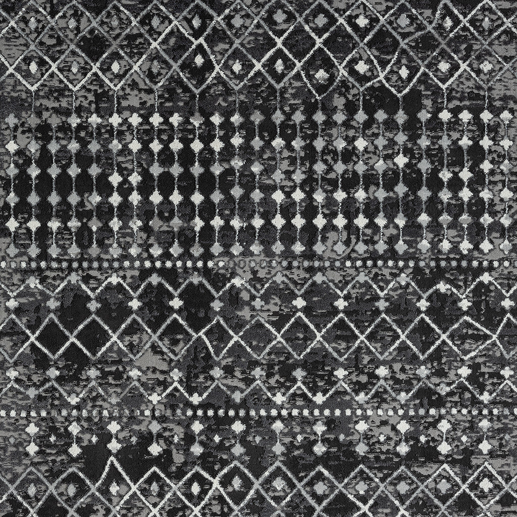 Moroccan Global Woven Area Rug Charcoal Polyester