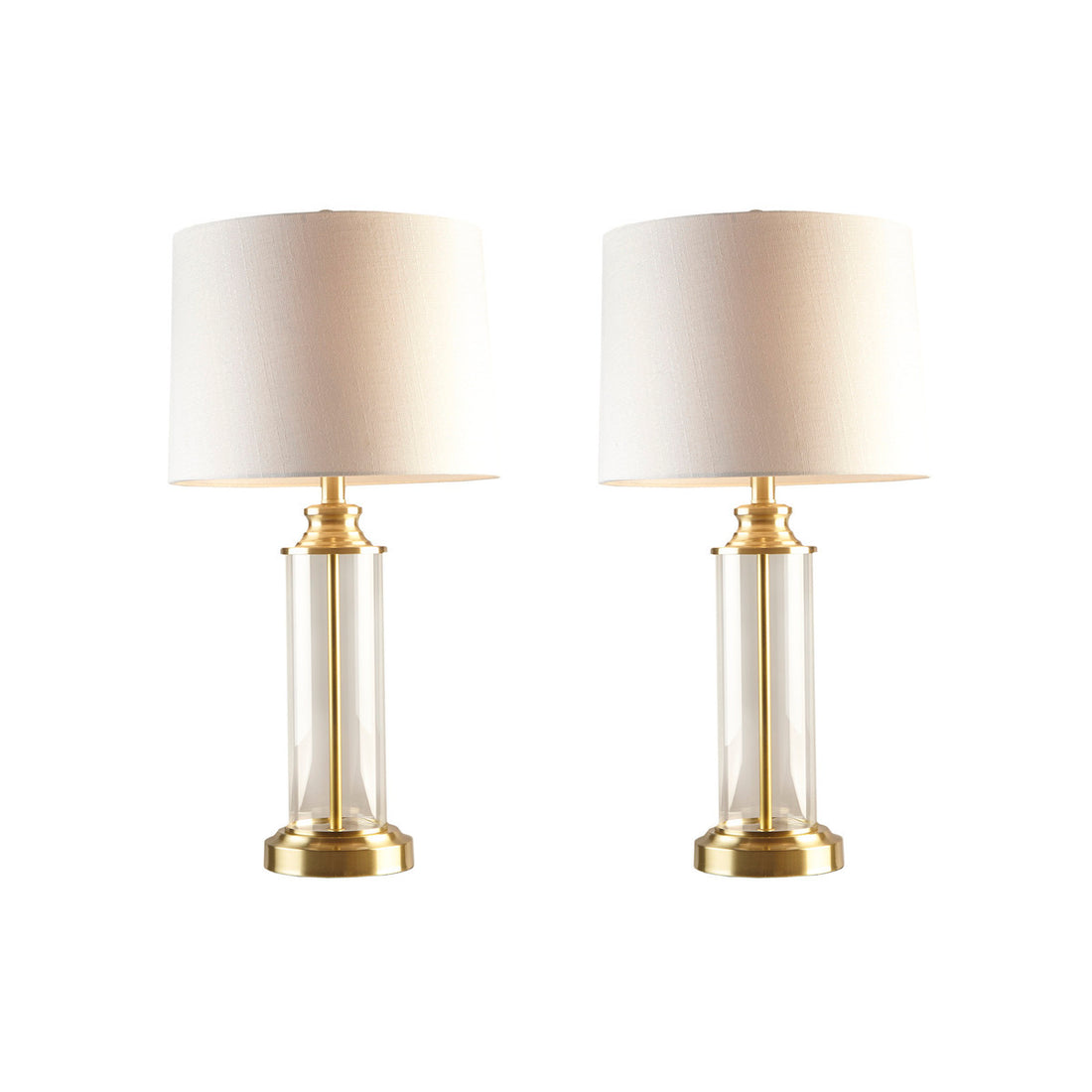 Clarity Glass Cylinder Table Lamp Set Of 2 Gold Cotton