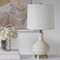 Gypsy Embossed Boho Table Lamp White Cotton