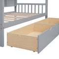 Wooden Twin Size House Bed With 2 Drawers,Kids Bed With Storage Shelf, Gray Twin Gray Solid Wood