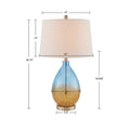 Cortina Ombre Glass Table Lamp, Set Of 2 Blue Cotton