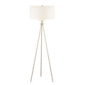 Pacific Tripod Metal Tripod Floor Lamp With Glass Shade Silver Cotton