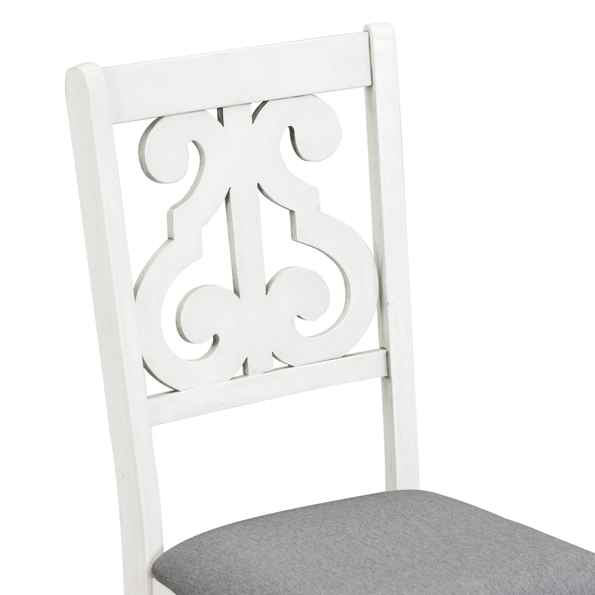 6 Piece Wooden Dining Table Set, Farmhouse Rectangular Dining Table, Four Chairs With Exquisitely Designed Hollow Chair Back And Bench For Home Dining Room Gray White White Gray Solid Wood