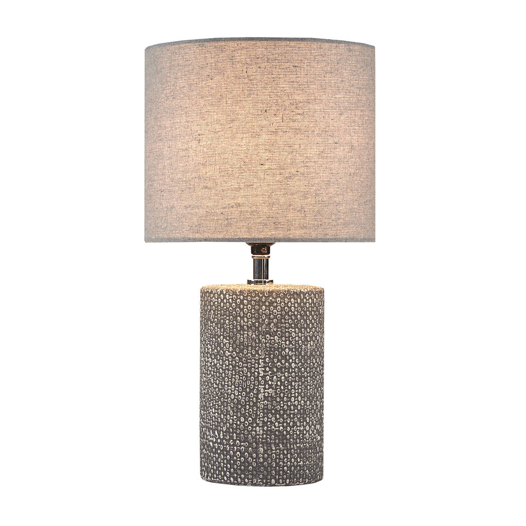 Embossed Ceramic Table Lamp Grey Polyester