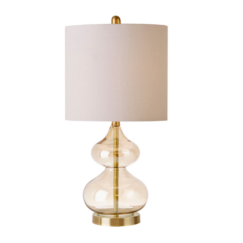 Ellipse Curved Glass Table Lamp, Set Of 2 Gold Cotton