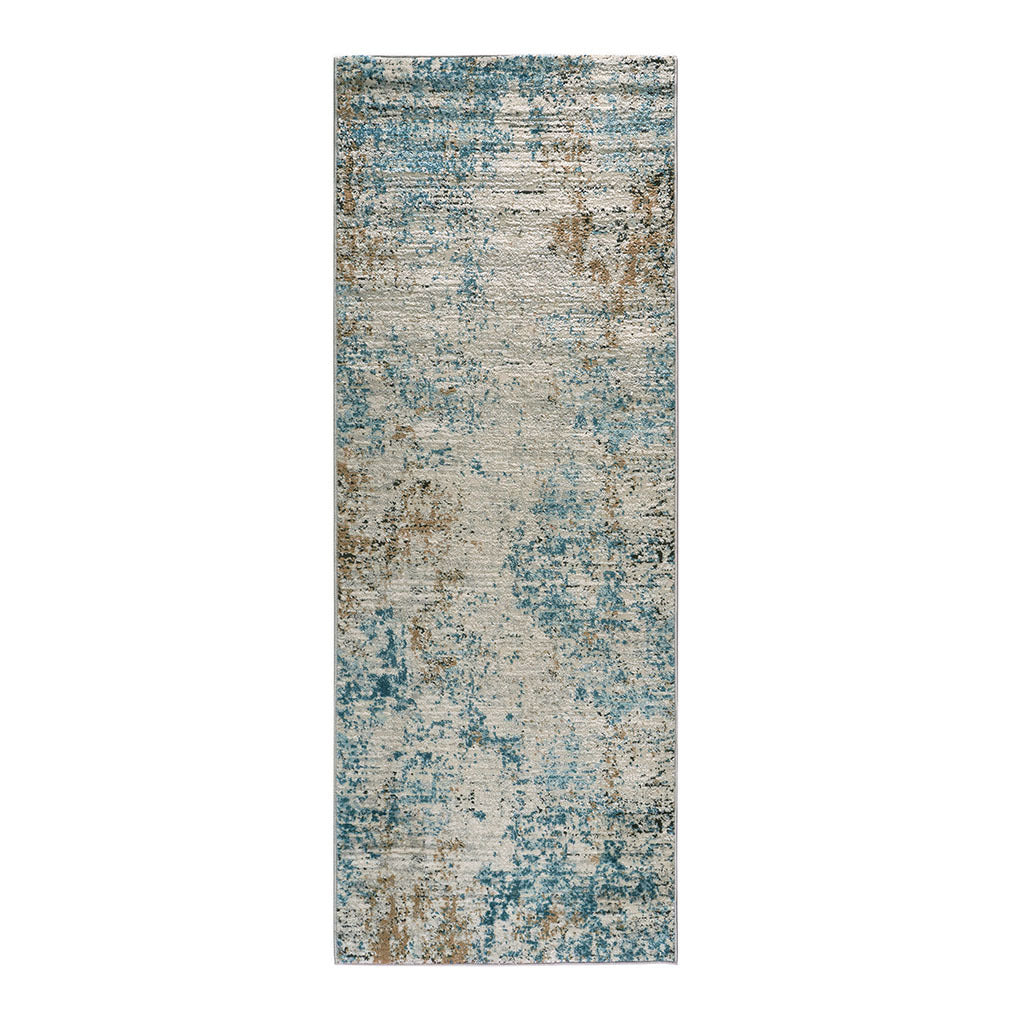 Abstract Area Rug Cream Blue Polyester