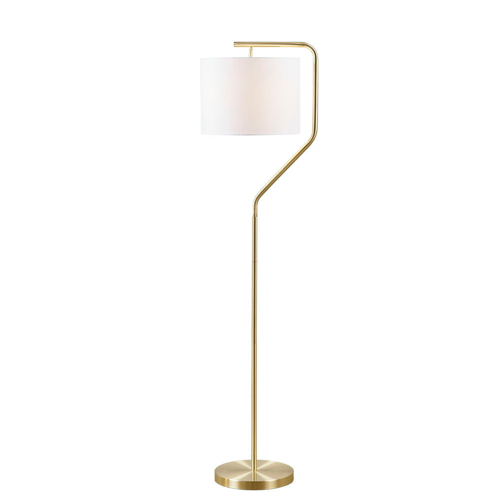 Angular Arched Metal Floor Lamp Gold Polyester