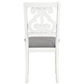 6 Piece Wooden Dining Table Set, Farmhouse Rectangular Dining Table, Four Chairs With Exquisitely Designed Hollow Chair Back And Bench For Home Dining Room Gray White White Gray Solid Wood
