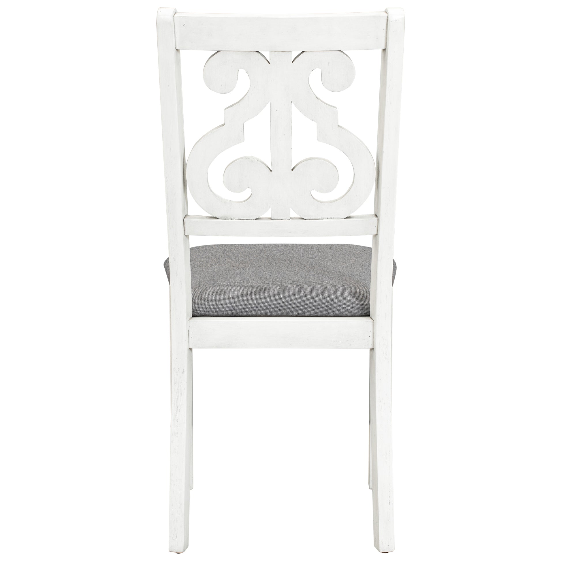 6 Piece Wooden Dining Table Set, Farmhouse Rectangular Dining Table, Four Chairs With Exquisitely Designed Hollow Chair Back And Bench For Home Dining Room Gray White White Gray Solid Wood