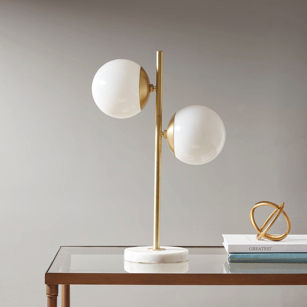 Marble Base Table Lamp Gold Cotton