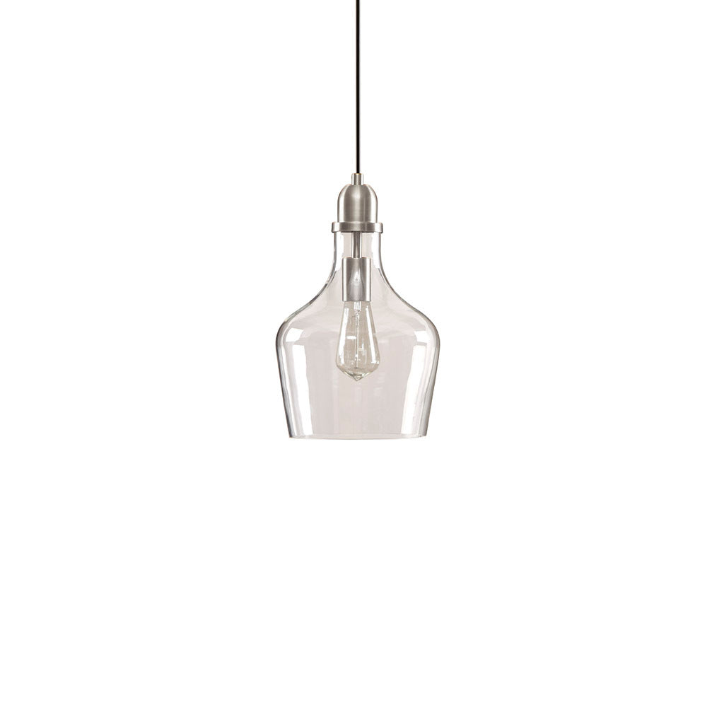 Auburn Bell Shaped Glass Pendant Silver Cotton