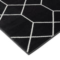 Trellis Geometric Woven Area Rug Black Cream Polyester