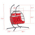 2 Person Outdoor Rattan Hanging Chair Patio Wicker Egg Chair Yes Sectional Red Uv Resistant Frame Water Resistant Cushion Garden & Outdoor American Design 2 Person Seating Group Polyester Rattan