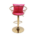 Rose Red Velvet Bar Chair, Pure Gold Plated, Unique Design,360 Degree Rotation.Adjustable Height,Suitable For Dinning Room And Bar,Set Of 2 Rose Red Velvet