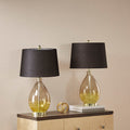 Cortina Ombre Glass Table Lamp, Set Of 2 Gold Cotton