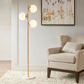 3 Globe Light Floor Lamp With Marble Base Gold Cotton