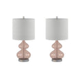 Ellipse Curved Glass Table Lamp, Set Of 2 Pink Cotton