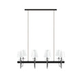 8 Light Traditional Chandelier With Drum Shades Black Silver Polyester