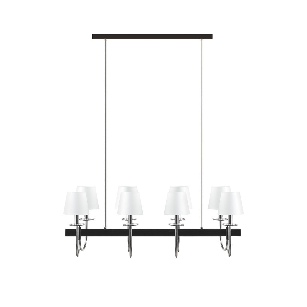 8 Light Traditional Chandelier With Drum Shades Black Silver Polyester