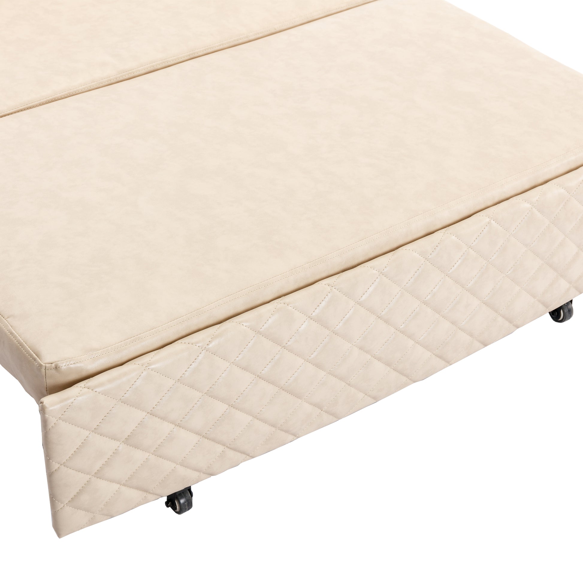 Coolmore Convertible Sleeper Sofa Bed, Modern Velvet Loveseat Couch With Pull Out Bed, Small Beautiful Seat Futon Sofa Bed With Headboard, 2 Pillows & Side Pockets For Living Room Camel Pu
