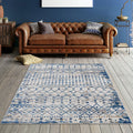 Moroccan Global Woven Area Rug Blue Cream Polyester