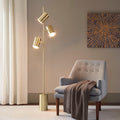 3 Light Metal Floor Lamp Gold Cotton