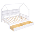 Wooden Full Size House Bed With 2 Drawers,Kids Bed With Storage Shelf, White Expected Arrival Time: 5.15 White Solid Wood